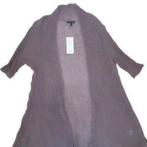 NWT Eileen Fisher Wool Pleated Cardigan – Slate Blue, Size XL, Open Front